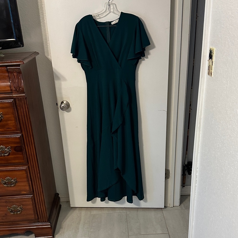 Chic Asymmetrical Teal Dress